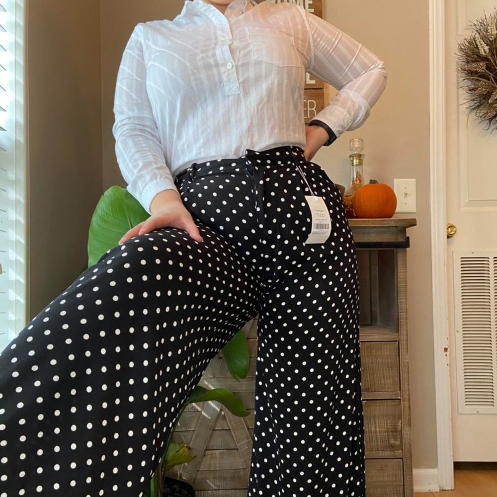 BLACK AND WHITE POLKA DOT WORK PANT